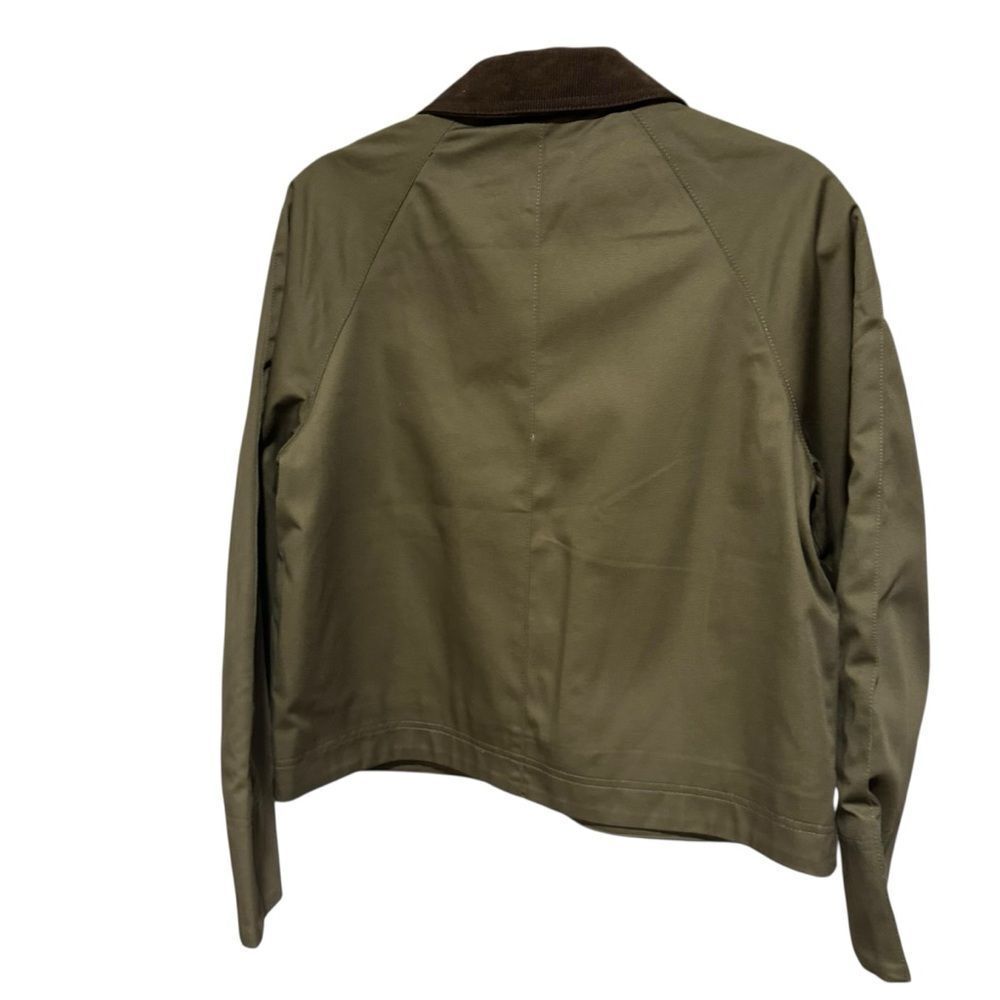 H&M Olive army Green oversized barn jacket corduroy collar - Picture 4 of 10
